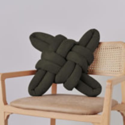 Army Green Vegan Suede Knot Pillow