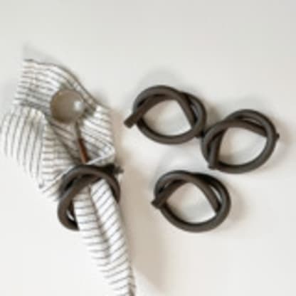 Handmade Ceramic Knot Napkin Ring Set of 4 - Chocolate