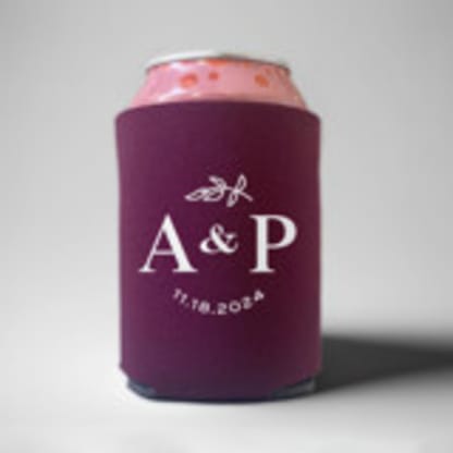 Custom Floral vine monogram can coolers, set of 50