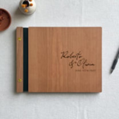 Signature Style Wedding Guest Book | Cherry Wood | 8.5 x 1