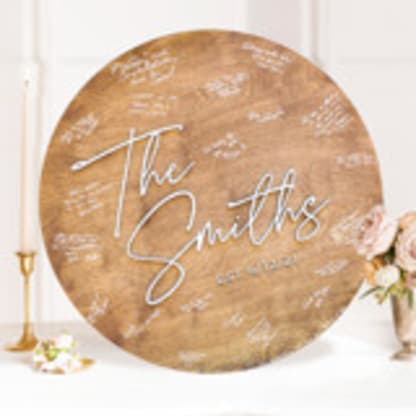 Custom 24" Wood Wedding Guest Book, Early American Stain with White Painted Letters