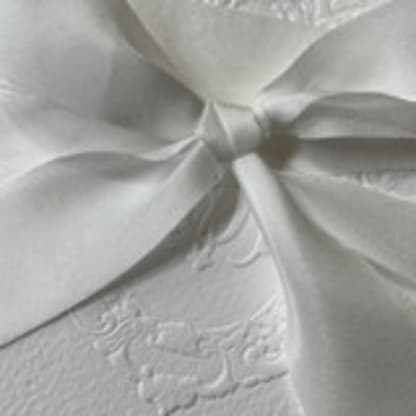 White Hand Cut Silk Ribbon. 1" thickness