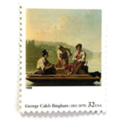 George Caleb Bingham's "Boatmen on the Missouri" Postage Stamps | Four Centuries of American Art Series | Vintage Unused USPS Postage 32c | Pack of 10