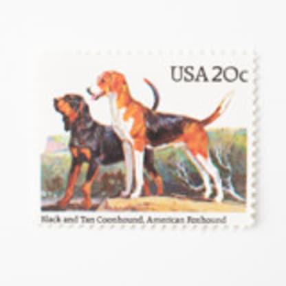 20 Cent Coonhound & American Foxhound Dog Postage Stamps // Set of 10 // UNUSED
