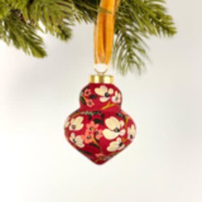 Festive Red Floral-Lamp Shaped Ornament