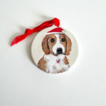 Custom Hand Painted Pet Ornament - Santa Hat