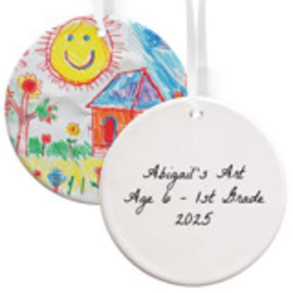 Child Art Photo Upload Round Disc Ornament BR DOUBLE SIDED