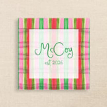 Striped Bow Personalized Cocktail Napkins