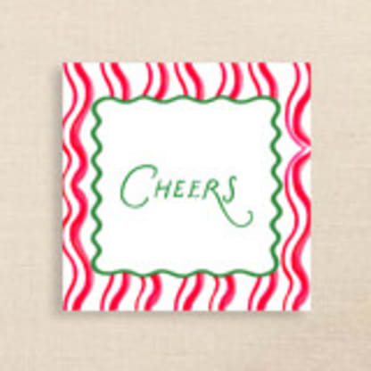 Cheers Striped Personalized Cocktail Napkins 
