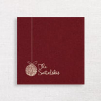Personalized Burgundy Holiday Cocktail Napkins with Ornament Icon