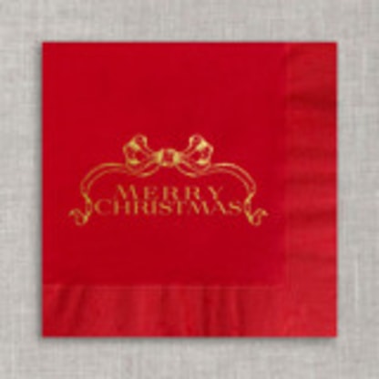 Merry Christmas foil cocktail napkins - Red Napkins (Set of 20)