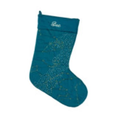 Teal Constellation Stocking with Chainstitching