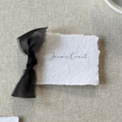 Handmade Paper Tag with Black Bow | Set of 10 | Custom Text