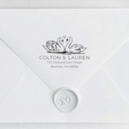 Swan Return Address Stamp - Romantic Wedding Invitation Address Stamp