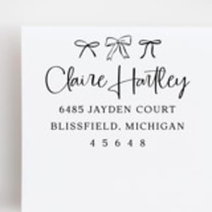 Darling Bow Address Self-Inking Stamp in a Coquette Style