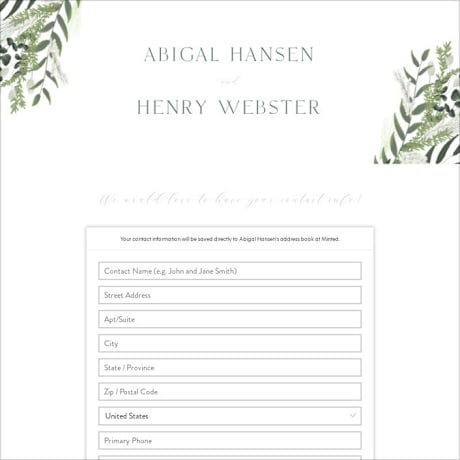 Digital Wedding Address Collection Cards