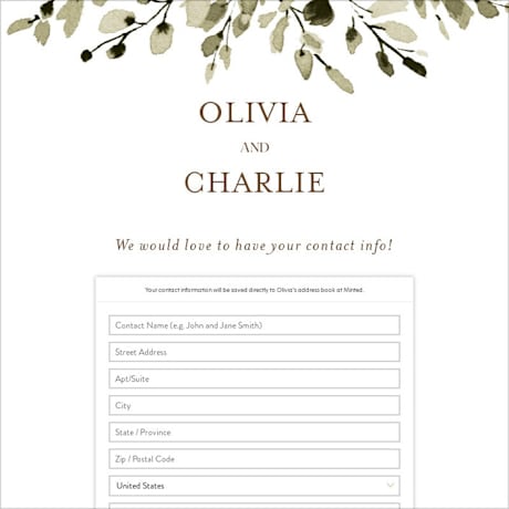 Digital Wedding Address Collection Cards