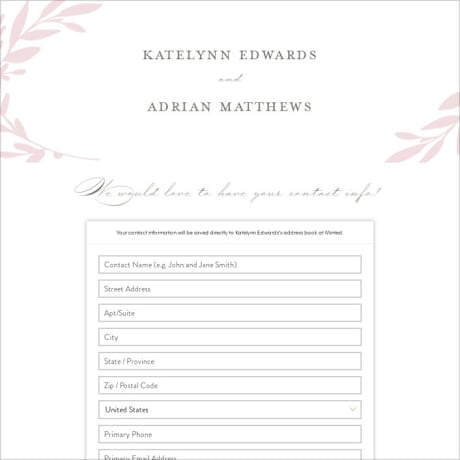 Digital Wedding Address Collection Cards