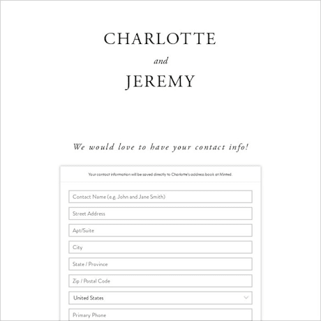 Digital Wedding Address Collection Cards