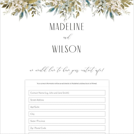 Digital Wedding Address Collection Cards