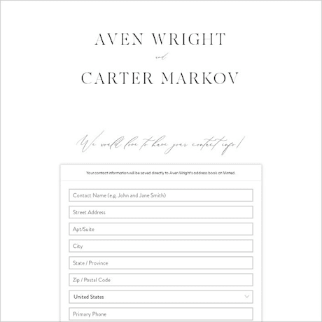 Digital Wedding Address Collection Cards