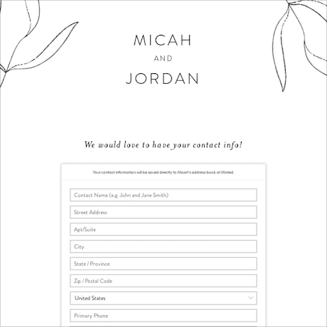 Digital Wedding Address Collection Cards