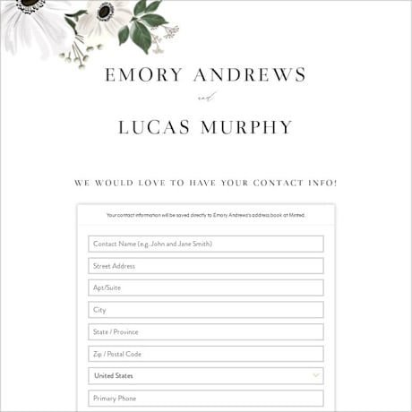 Digital Wedding Address Collection Cards