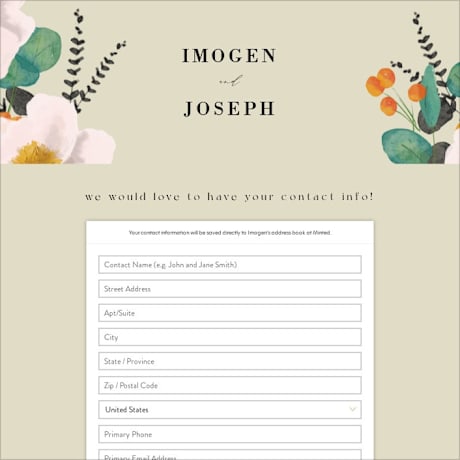 Digital Wedding Address Collection Cards