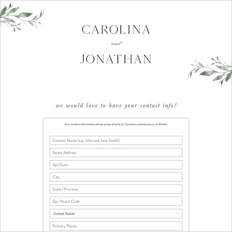 Digital Wedding Address Collection Cards