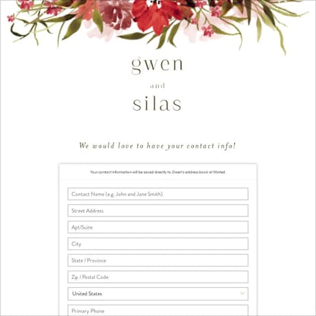 Digital Wedding Address Collection Cards