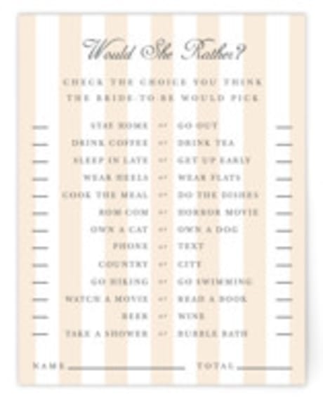 Bridal Shower Insert Cards