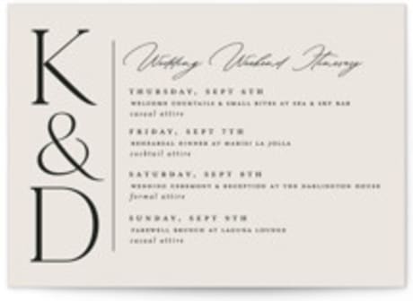 Wedding Weekend Itinerary Cards