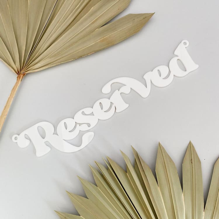 "Reserved Seat Sign • White" - Aisle and Chair Decor in white by Haven Print Co.