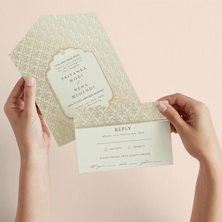 "Aatreya" - Savvy Wedding Invitations in Marigold by Pati Cascino - Animated View