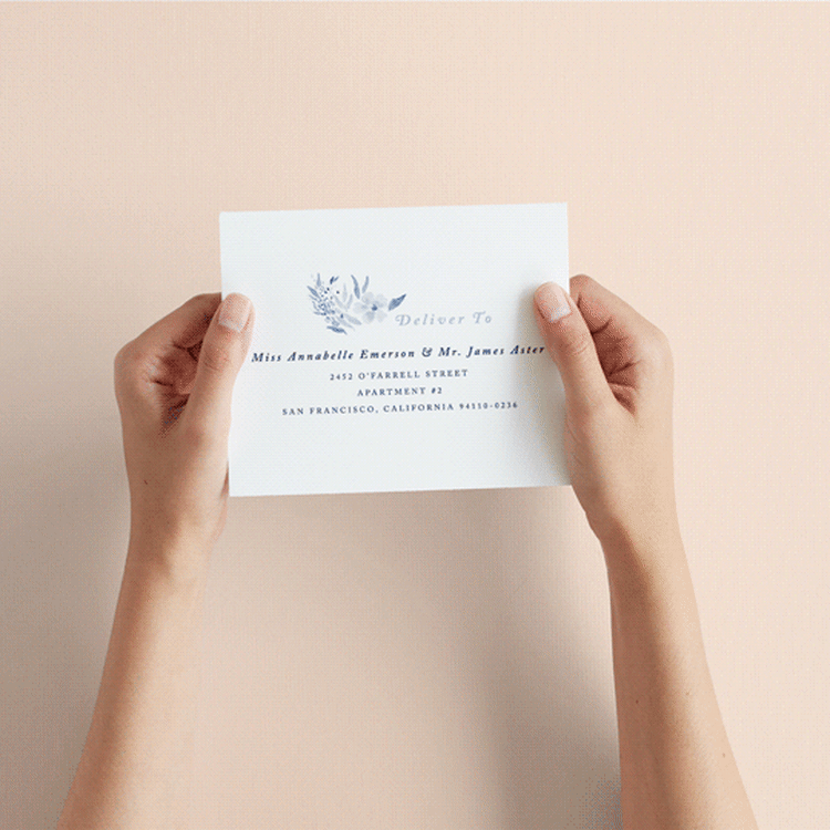"Poetic Watercolor Flowers" - Savvy Wedding Invitations in Periwinkle by Qing Ji - How it works