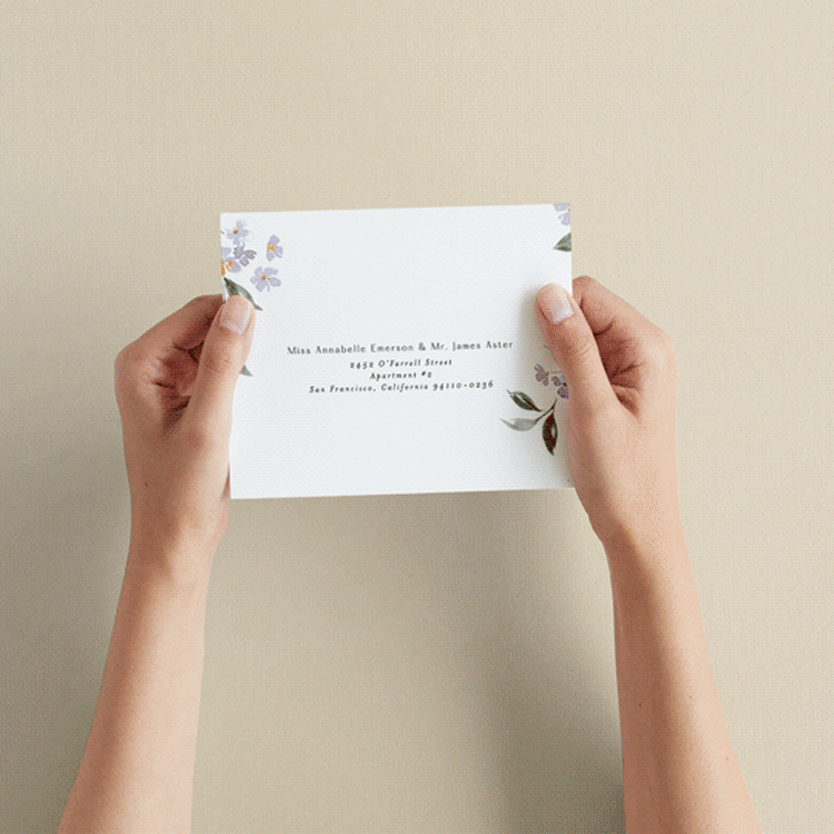 "Sweeping Vine" - Savvy Wedding Invitations in Periwinkle by Itsy Belle Studio - How it works