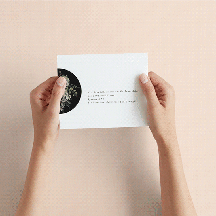 "A Wedding in the Garden" - Savvy Wedding Invitations in Charcoal by Chris Griffith - How it works