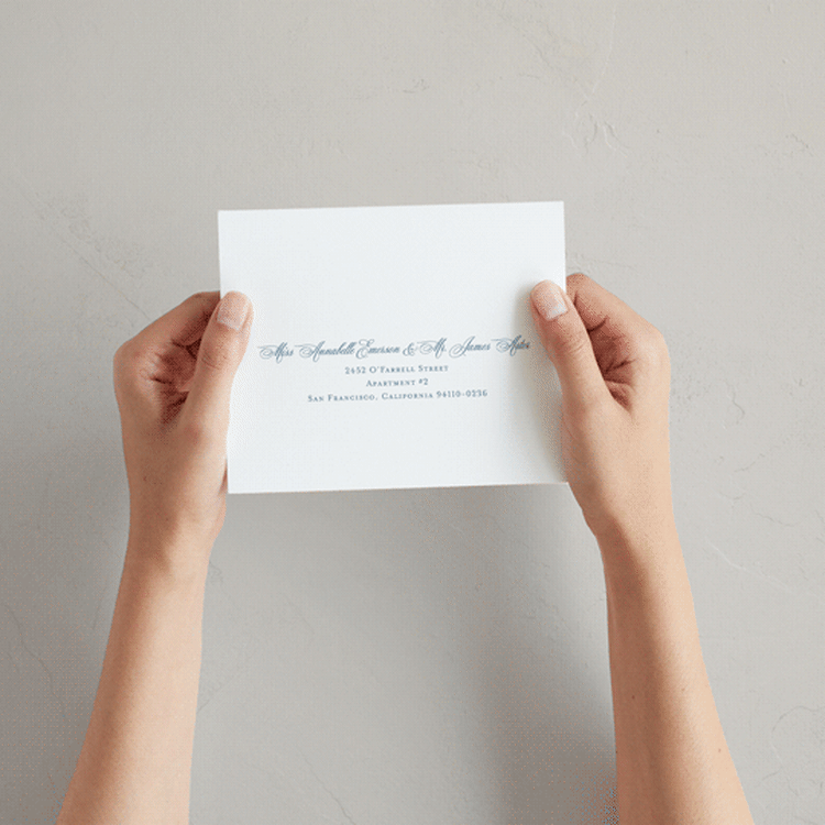 "Empire" - Savvy Wedding Invitations in Dusty Blue by Jennifer Postorino - How it works