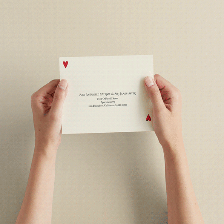 "Red Hearts" - Savvy Wedding Invitations in Champagne by Helena Vitto - How it works