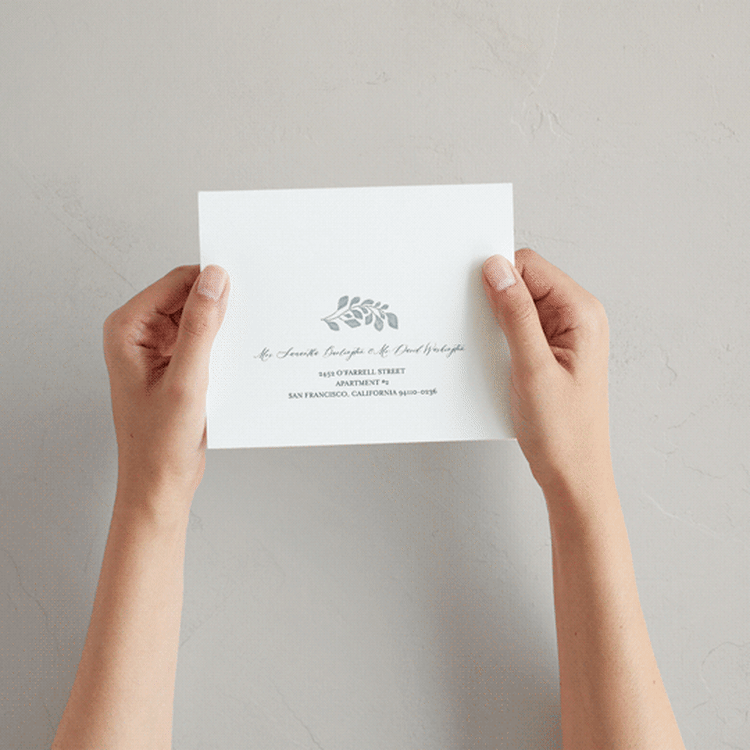"Embroidered" - Savvy Wedding Invitations in Dusty Blue by Jen Owens - How it works