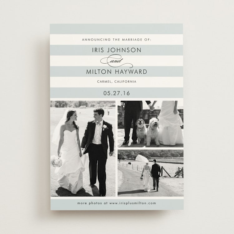 "Striped Gallery" - Wedding Announcements in Overcast Blue by Jill Means - Front