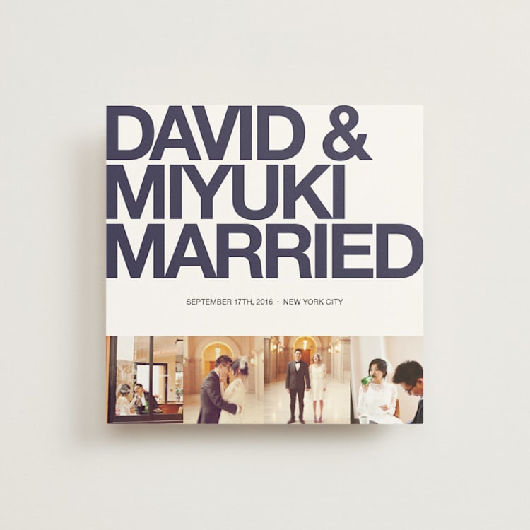 "Four Square" - Wedding Announcements in Dark Knight Blue by Alex Elko Design - Front