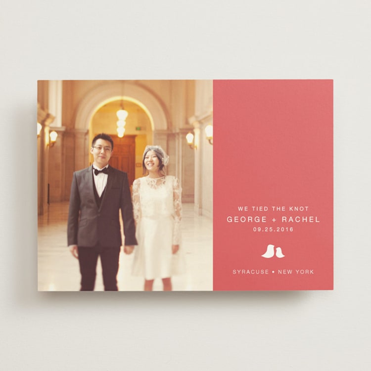 "Sweet and Simple" - Wedding Announcements in Pink Coral by Lori James - Front