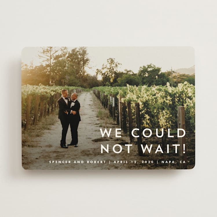 "Modern offset" - Wedding Announcements in Cream by Stacey Meacham - Front