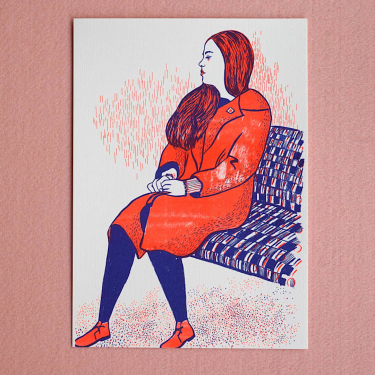 "Limited Edition Risography Art Print London 4" - Limited Edition Fine Art Print in multicolor by Alexandra Dzh