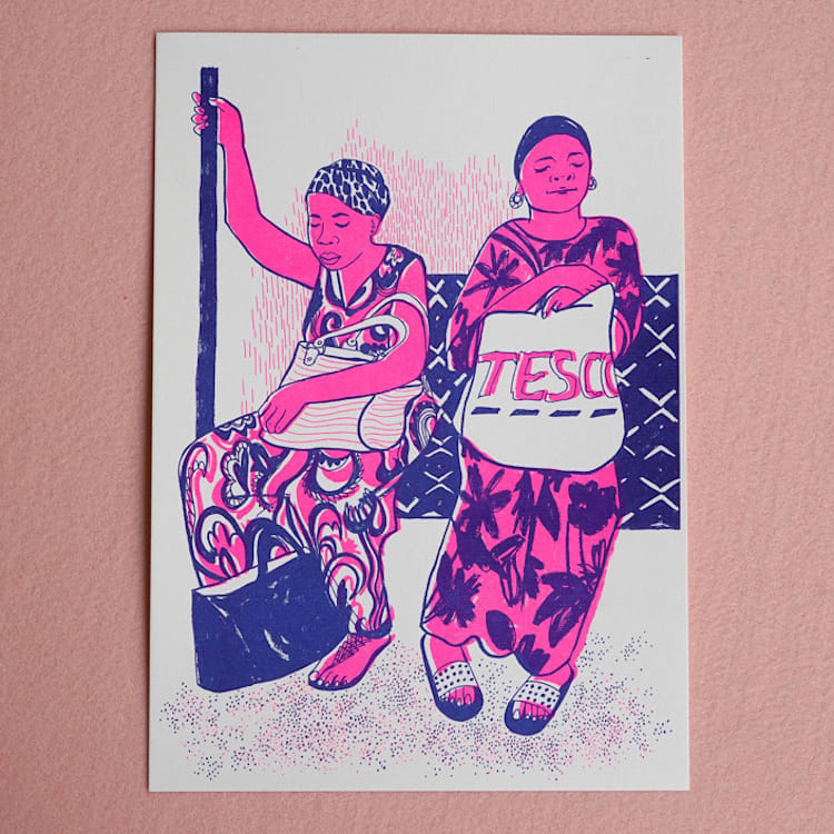 "Limited Edition Risography Art Print London 3" - Limited Edition Fine Art Print in multicolor by Alexandra Dzh