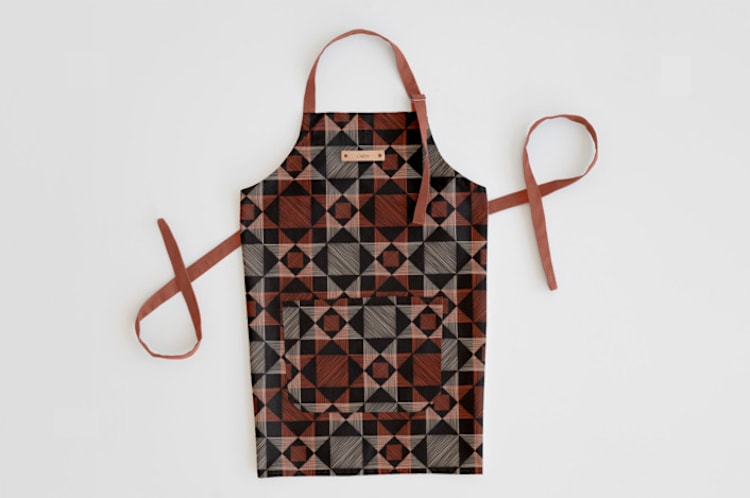 "Sketched Quilt" - Apron in Rust by Alethea and Ruth - Personalizable Apron