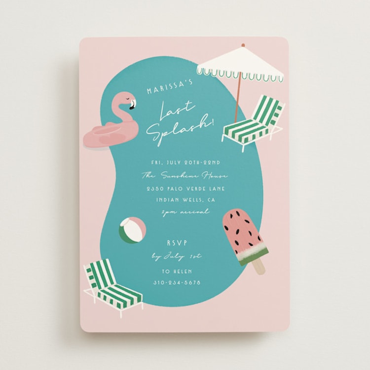 "Last Splash Pool Party" - Bachelorette Party Invitations in Petal by Becky Nimoy - Front