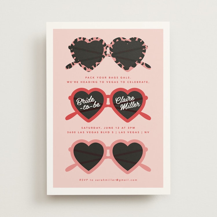 "Bachelorette Sunnies" - Bachelorette Party Invitations in Rose by Hudson meet Rose - Front