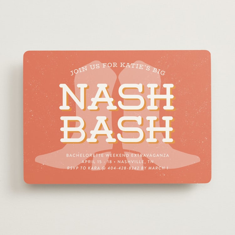 "Nash Bash" - Bachelorette Party Invitations in Coral by Cindy Reynolds - Front